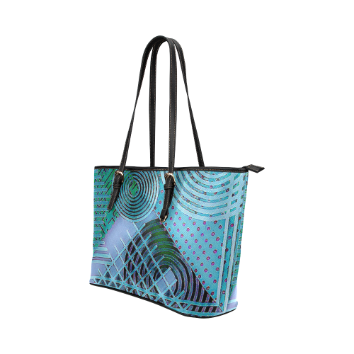 Squares & Circles BB Leather Tote Bag/Small (Model 1651)