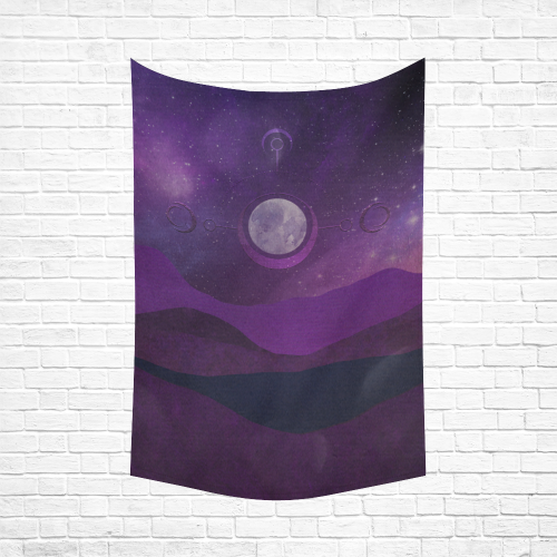 Purple Moon Night Cotton Linen Wall Tapestry 60"x 90"
