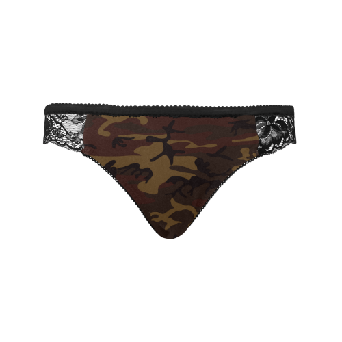 Camo Dark Brown Women's Lace Panty (Model L41)