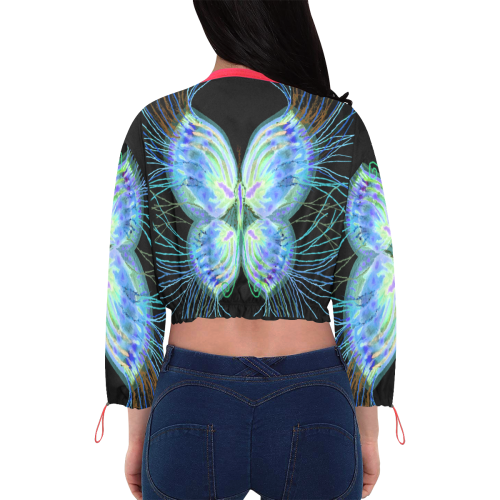 papillon1-5 Cropped Chiffon Jacket for Women (Model H30)