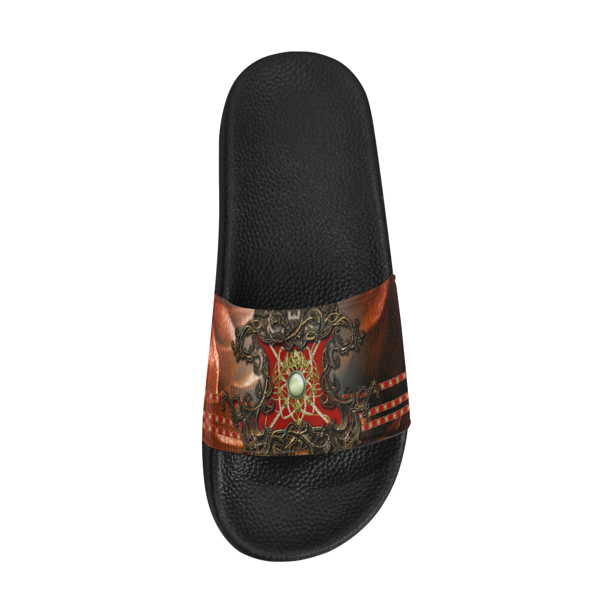 Red floral design Women's Slide Sandals (Model 057)