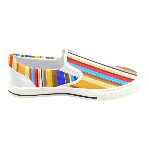 Colorful abstract pattern stripe art Slip-on Canvas Shoes for Kid (Model 019)