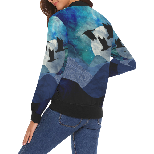 Night In The Mountains All Over Print Bomber Jacket for Women (Model H19)
