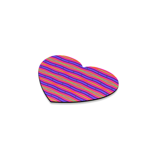 Bright Pink Purple Stripe Abstract Heart Coaster