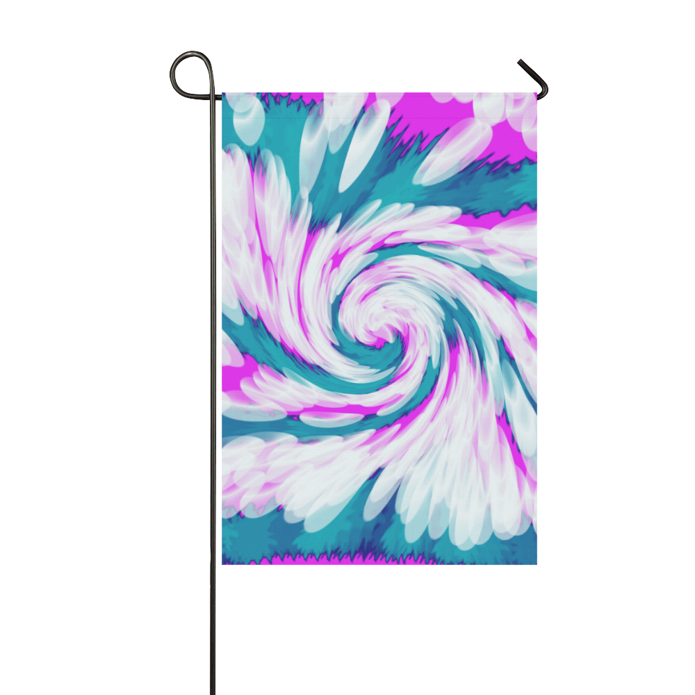 Turquoise Pink Tie Dye Swirl Abstract Garden Flag 12‘’x18‘’（Without Flagpole）