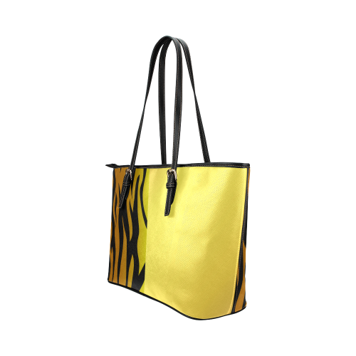 tigre dorado Leather Tote Bag/Small (Model 1651)