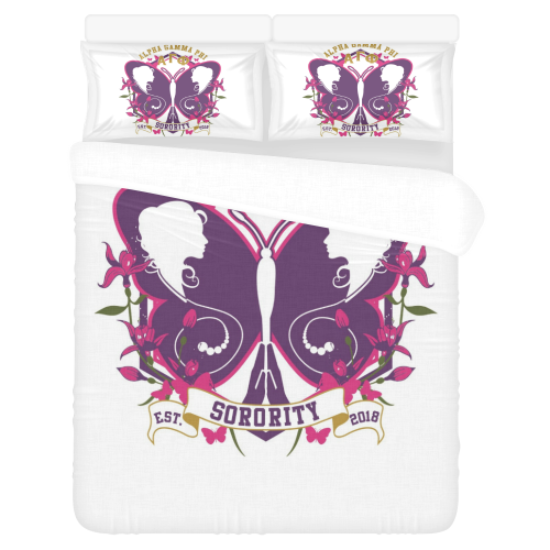 Alpha Gamma Phi white 3-Piece Bedding Set