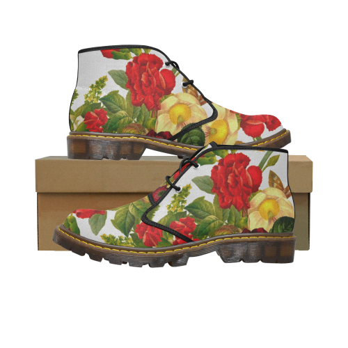 FLORAL DESIGN 24 Men's Canvas Mid-Top Boots (Model 2402-1)