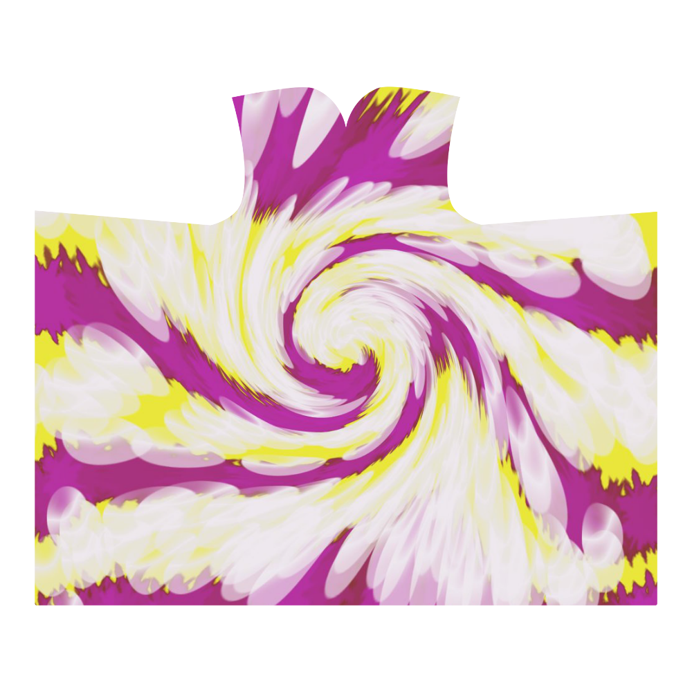 Pink Yellow Tie Dye Swirl Abstract Hooded Blanket 60''x50''