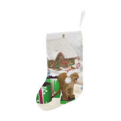 Christmas cute little lion with christmas hat Christmas Stocking (Without Folded Top)