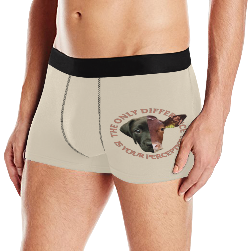 Vegan Cow and Dog Design with Slogan Men's All Over Print Boxer Briefs (Model L10)