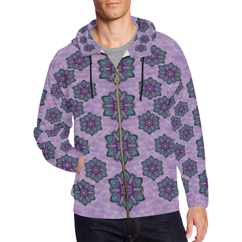 a gift with flowers stars and bubble wrap All Over Print Full Zip Hoodie for Men (Model H14)
