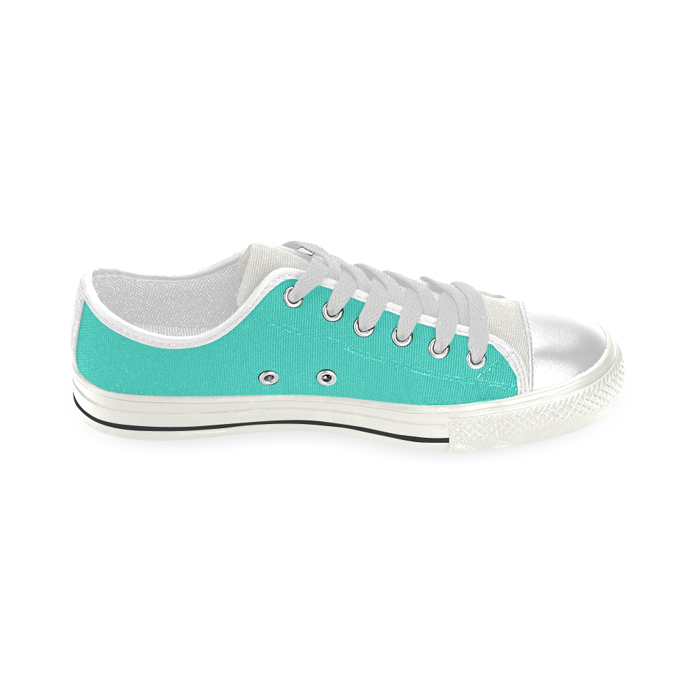 color turquoise Low Top Canvas Shoes for Kid (Model 018)