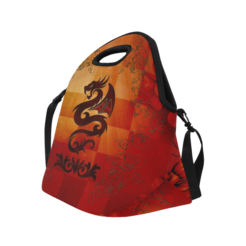 Tribal dragon  on vintage background Neoprene Lunch Bag/Large (Model 1669)