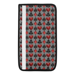 Las Vegas Black and Red Casino Poker Card Shapes on Gray Car Seat Belt Cover 7''x12.6''