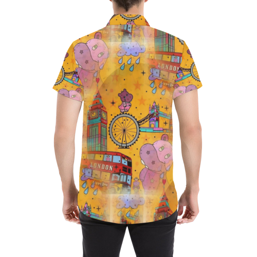 Hippos in London by Nico Bielow Men's All Over Print Short Sleeve Shirt (Model T53)
