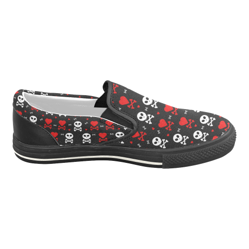 Skull Hearts Women's Slip-on Canvas Shoes/Large Size (Model 019)