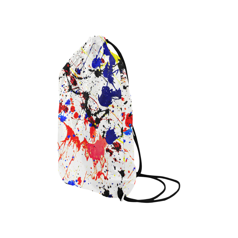 Blue & Red Paint Splatter Small Drawstring Bag Model 1604 (Twin Sides) 11"(W) * 17.7"(H)