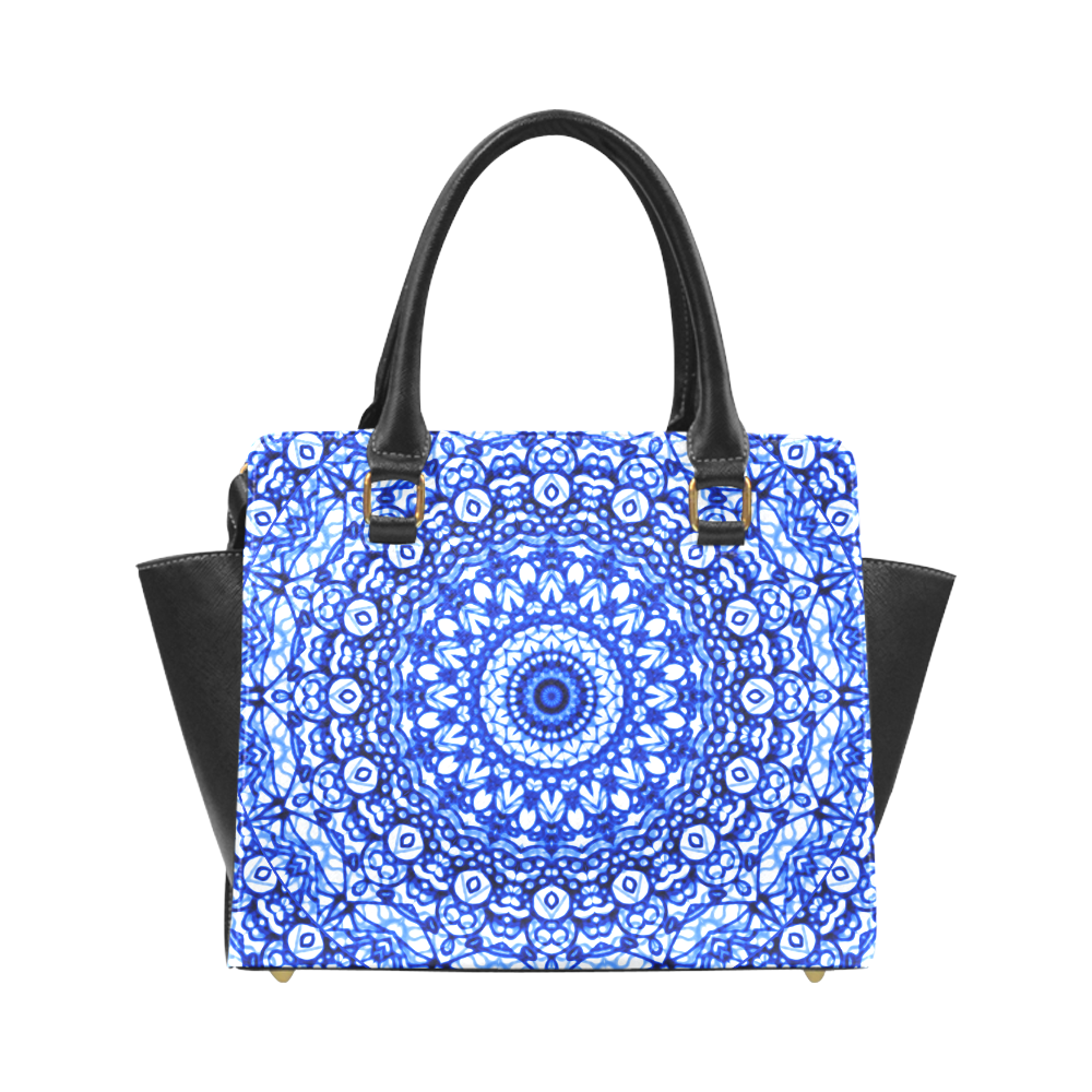 Blue Mandala Mehndi Style G403 Rivet Shoulder Handbag (Model 1645)