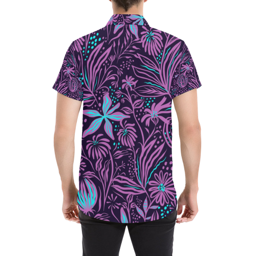 Purple Flower Dream Men's All Over Print Short Sleeve Shirt/Large Size (Model T53)