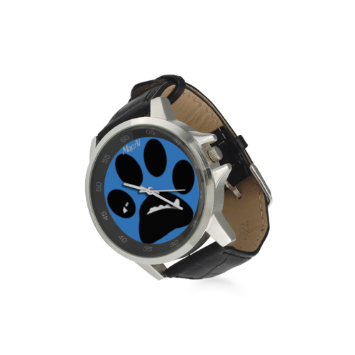 BooBooFace by MacAi in blue Unisex Stainless Steel Leather Strap Watch(Model 202)