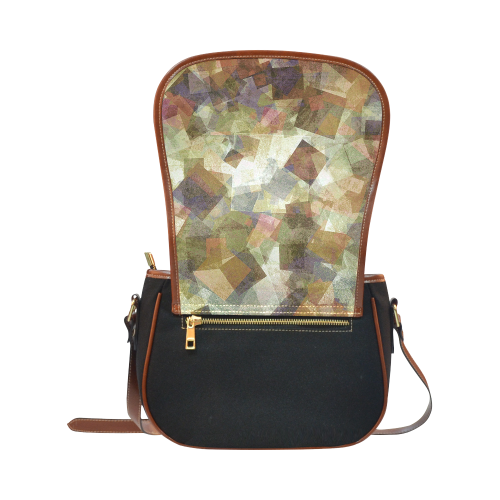 abstract squares Saddle Bag/Small (Model 1649)(Flap Customization)