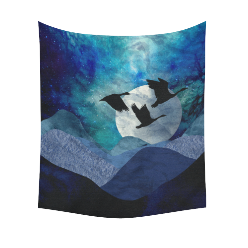 Night In The Mountains Cotton Linen Wall Tapestry 51"x 60"