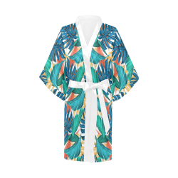 Tropical Jungle Leaves Kimono Robe
