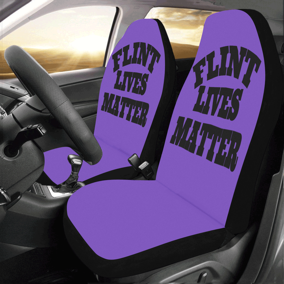 Purple Flint Lives Matter Car Seat Covers (Set of 2)