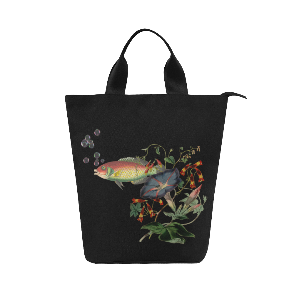 Fish With Flowers Surreal Nylon Lunch Tote Bag (Model 1670)