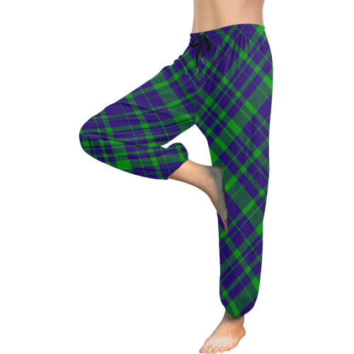 Diagonal Green & Purple Plaid Modern Style Women's All Over Print Harem Pants (Model L18)