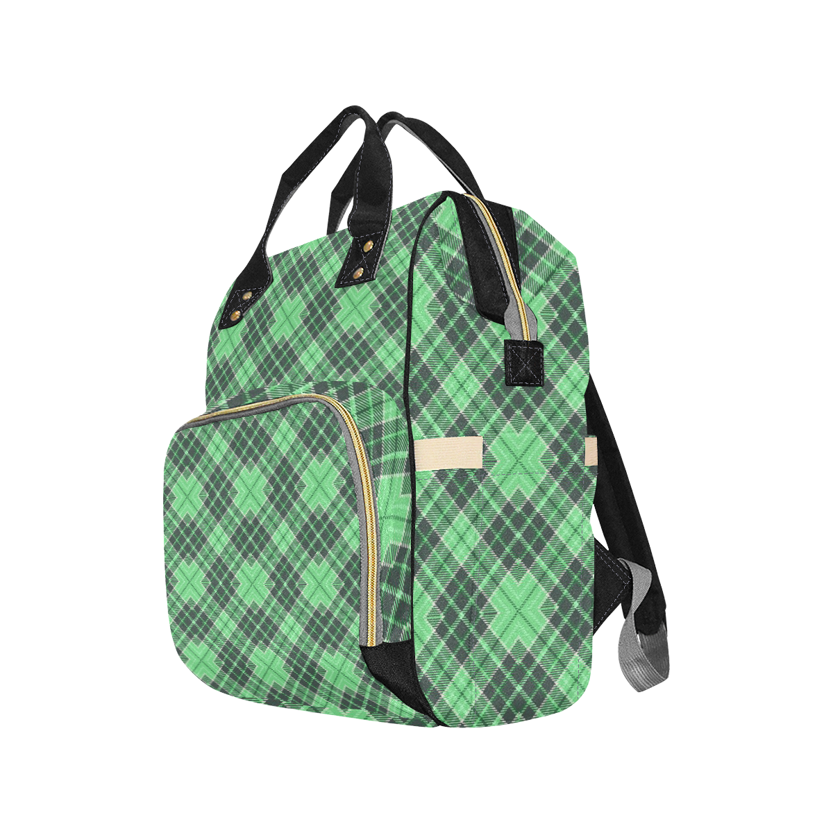 STRIPES LIGHT GREEN Multi-Function Diaper Backpack/Diaper Bag (Model 1688)