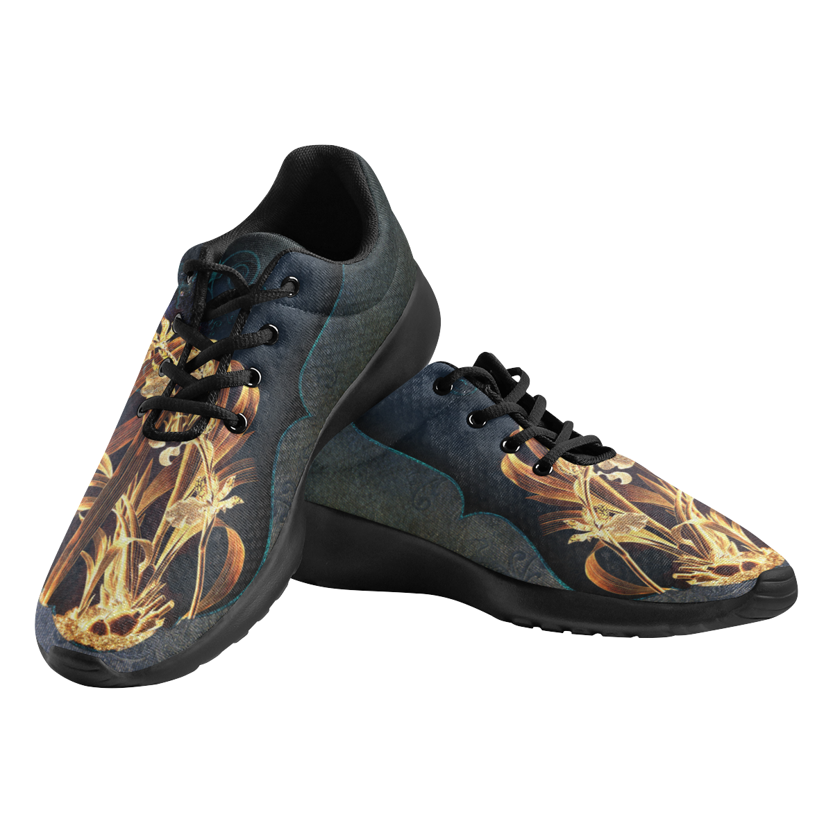 Beautiful flowers on vintage background Men's Athletic Shoes (Model 0200)