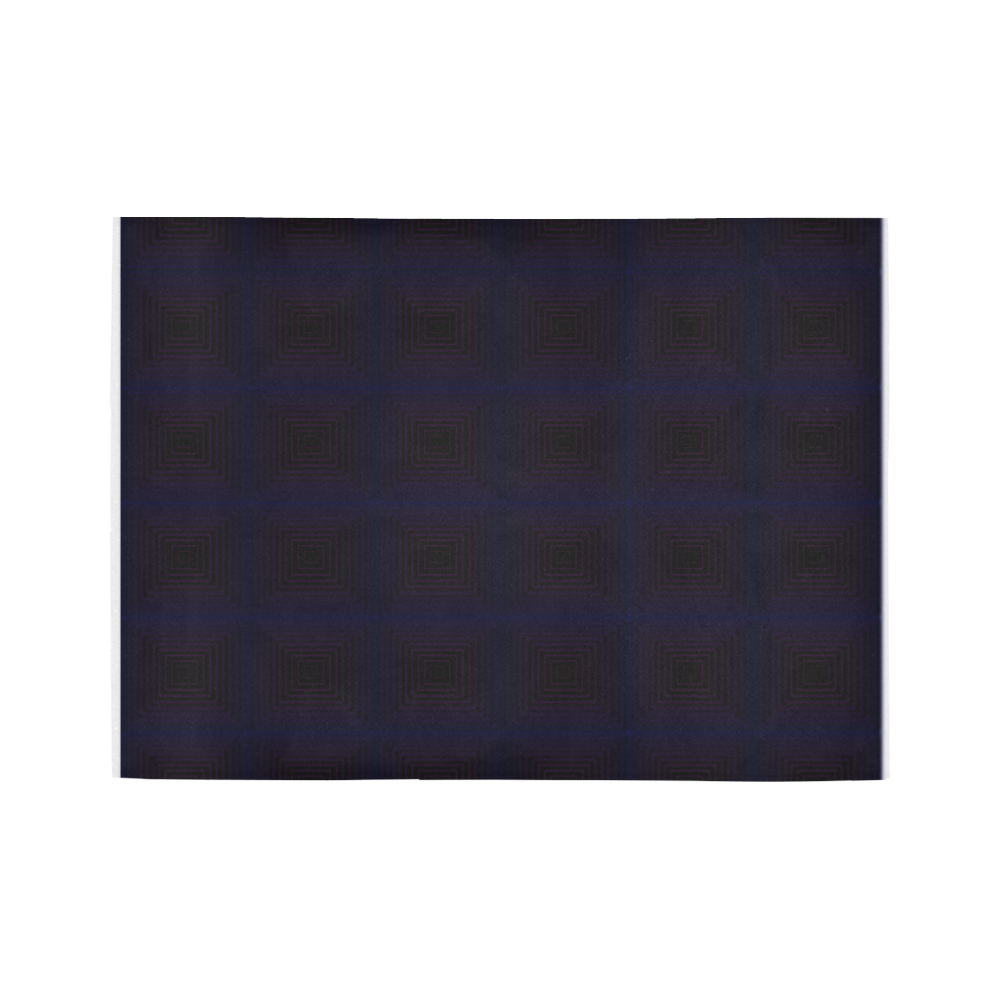 Royal blue on black squares Area Rug7'x5'