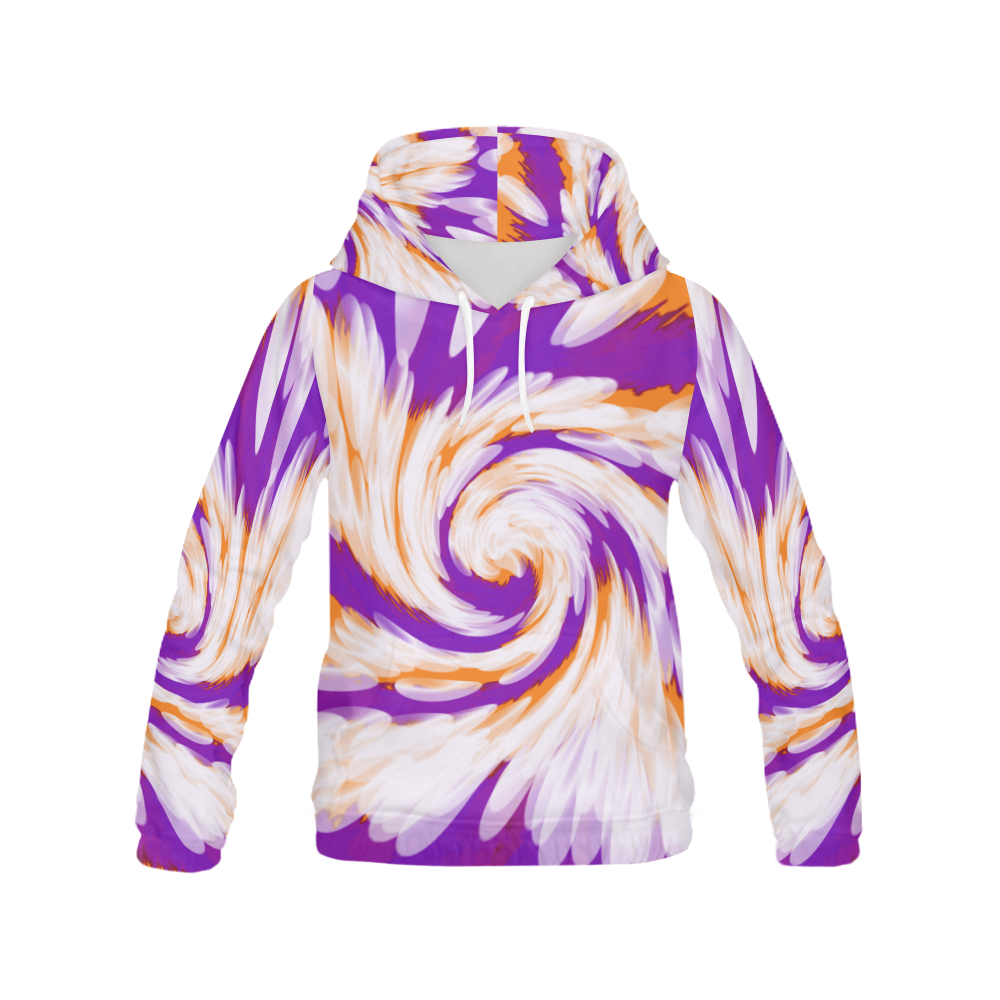 Purple Orange Tie Dye Swirl Abstract All Over Print Hoodie for Men (USA Size) (Model H13)
