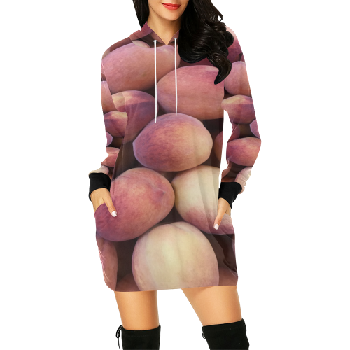 MILLIONS OF PEACHES All Over Print Hoodie Mini Dress (Model H27)