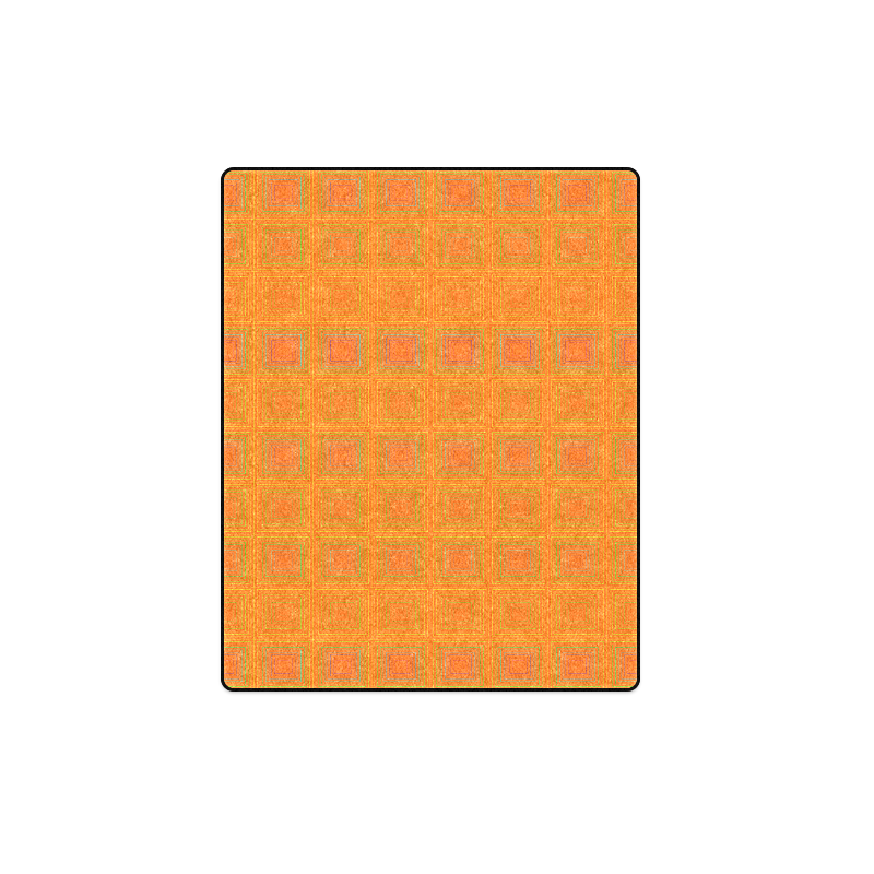 Orange reddish multicolored multiple squares Blanket 40"x50"