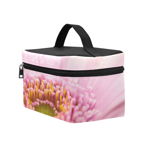 Gerbera Daisy - Pink Flower on Watercolor Yellow Cosmetic Bag/Large (Model 1658)