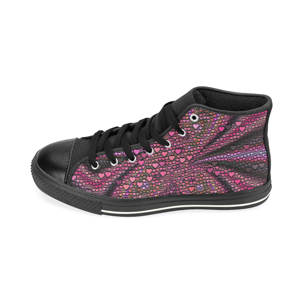 hearts everywhere B  by JamColors High Top Canvas Women's Shoes/Large Size (Model 017)