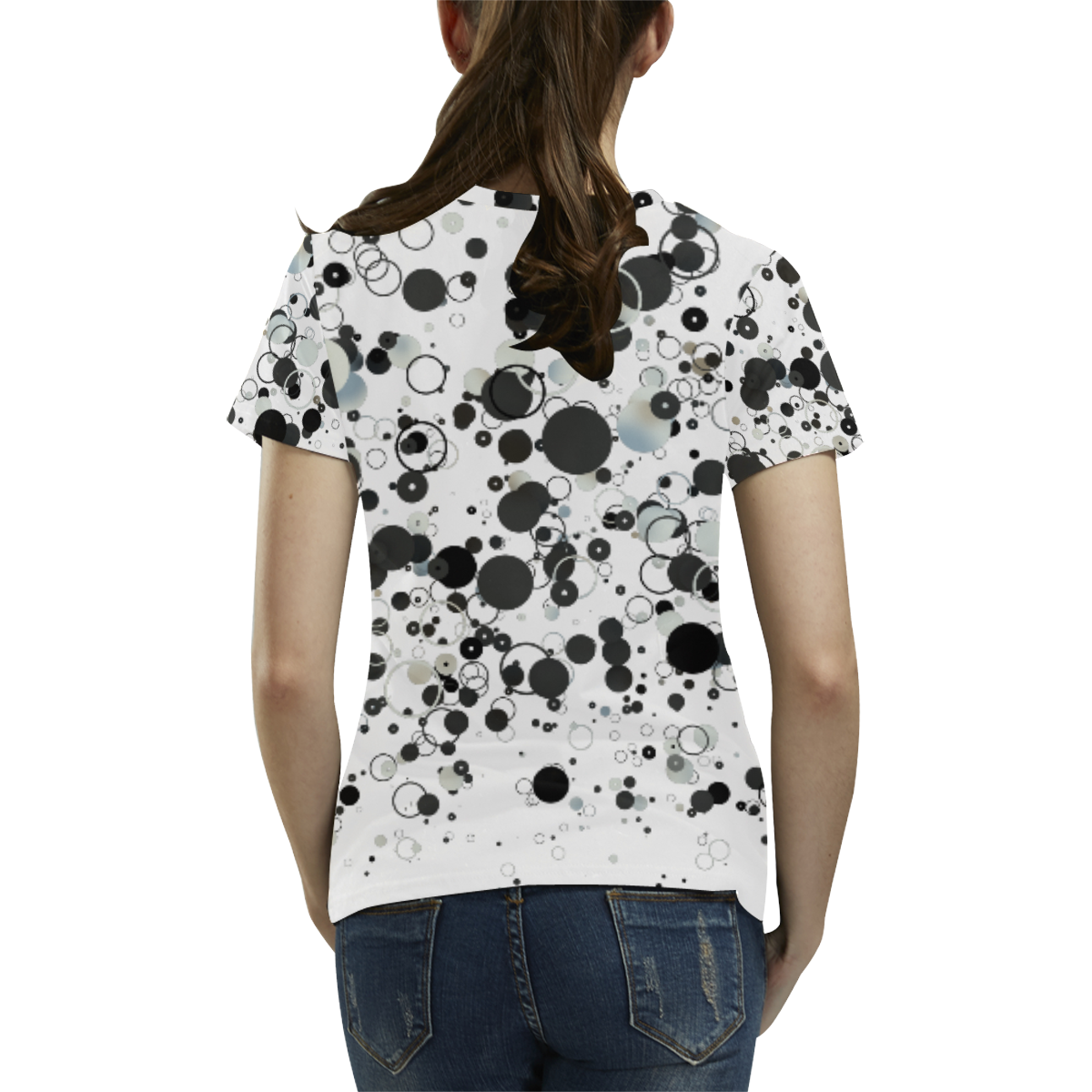 3D Circles and Dots (White/Black/Gray) All Over Print T-Shirt for Women (USA Size) (Model T40)