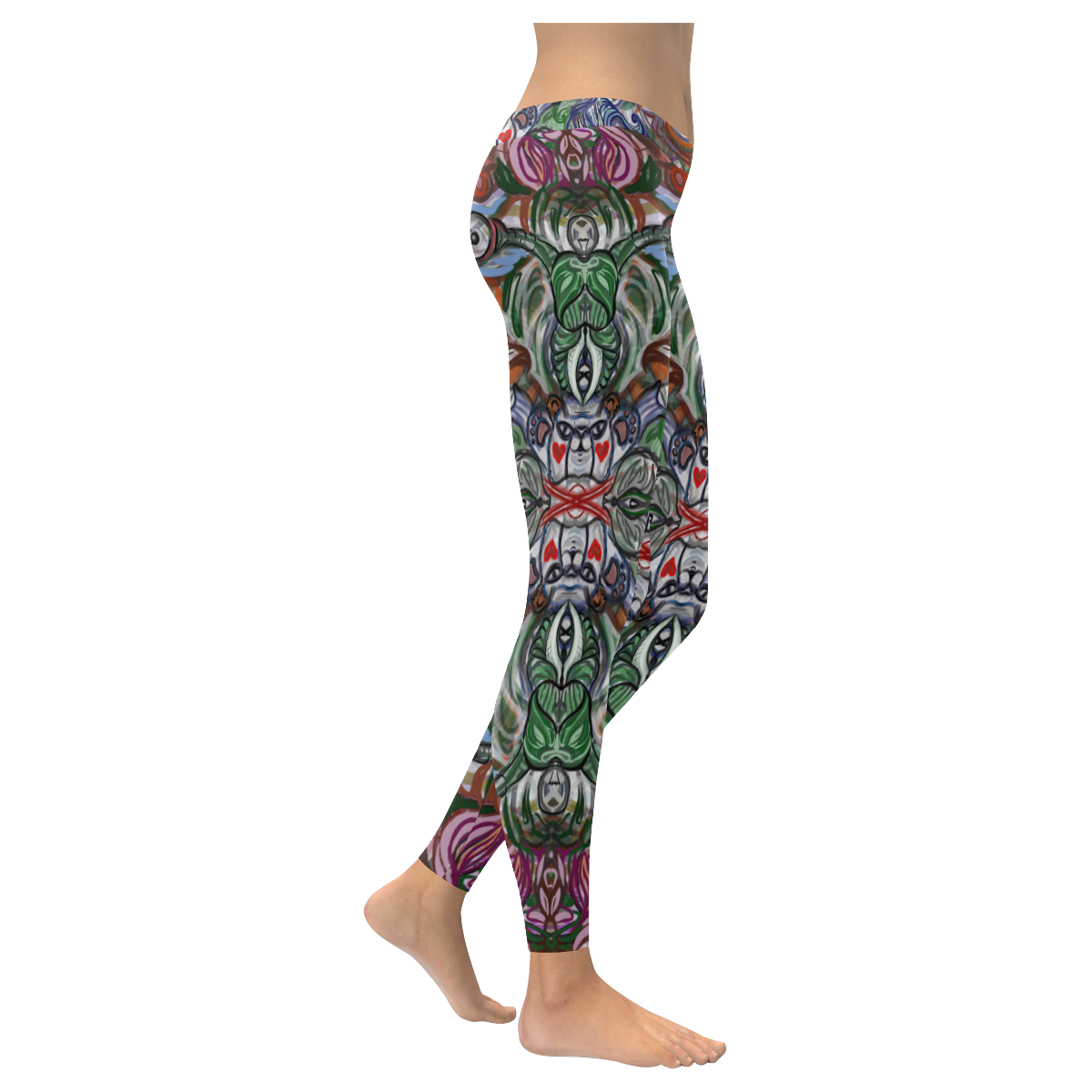 Loopy mandala Women's Low Rise Leggings (Invisible Stitch) (Model L05)