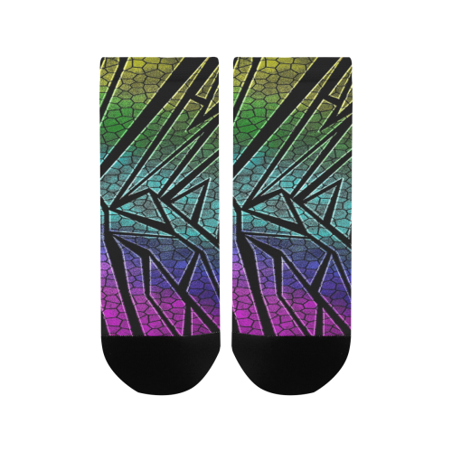 Neon Rainbow Cracked Mosaic Women's Ankle Socks