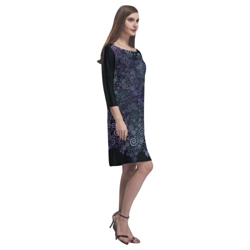 3d Psychedelic Ultra Violet Powder Pastel Rhea Loose Round Neck Dress(Model D22)