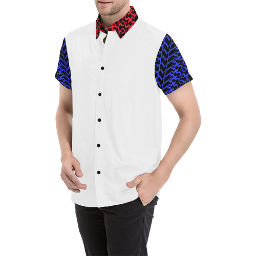 NUMBERS Collection 1234567 White "Reverse" Split Men's All Over Print Short Sleeve Shirt (Model T53)