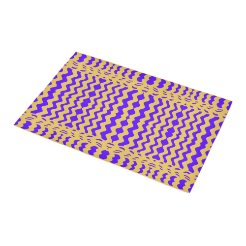 Purple Yellow Modern  Waves Lines Bath Rug 16''x 28''