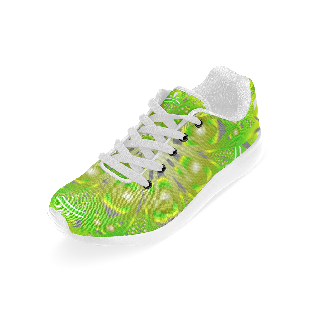 kids sports shoes, mandala3 green yellow Kid's Running Shoes (Model 020)