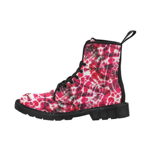 Pink Tie Dye Martin Boots for Women (Black) (Model 1203H)