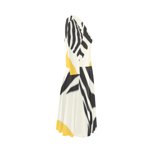 zebra abstract Elbow Sleeve Ice Skater Dress (D20)