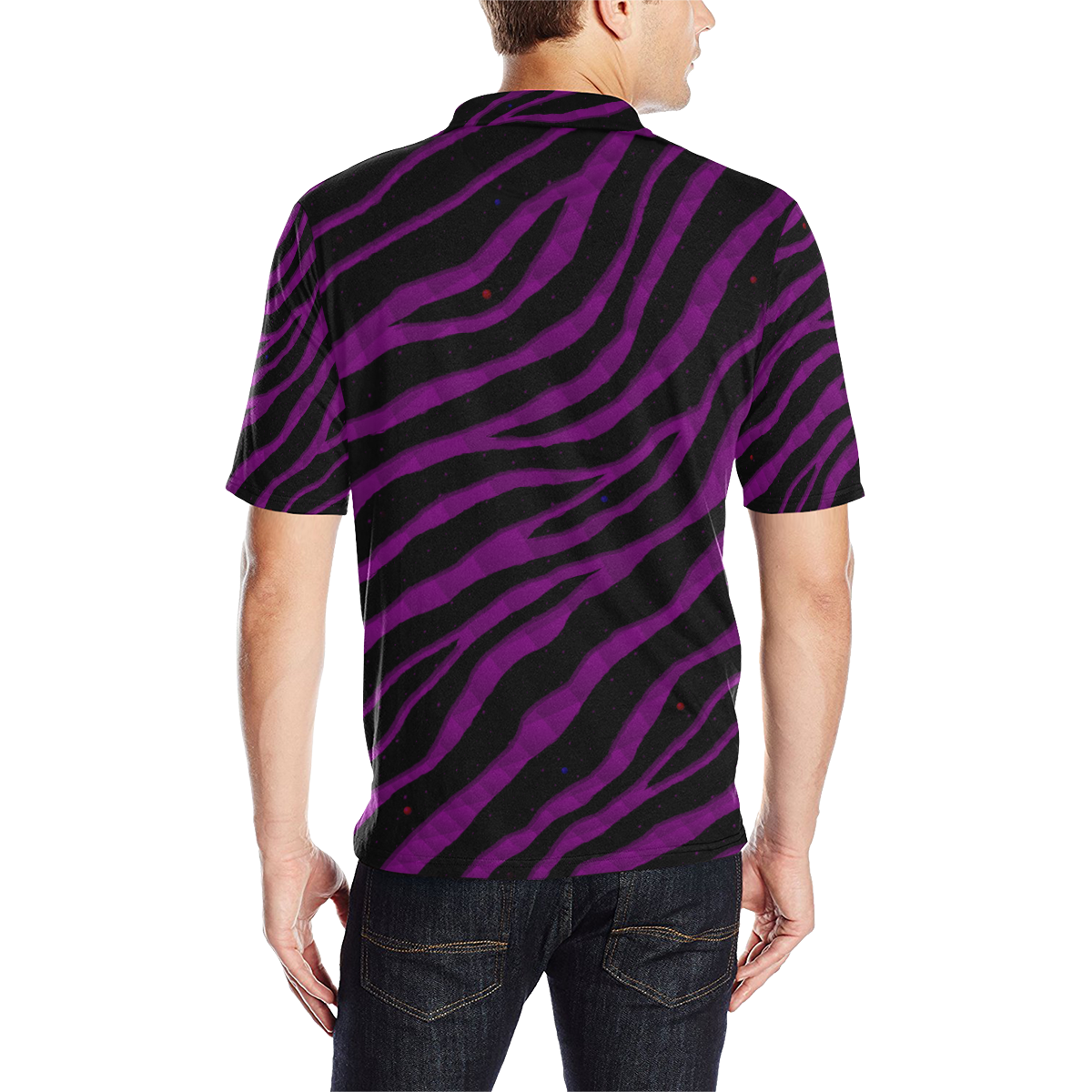 Ripped SpaceTime Stripes - Purple Men's All Over Print Polo Shirt (Model T55)