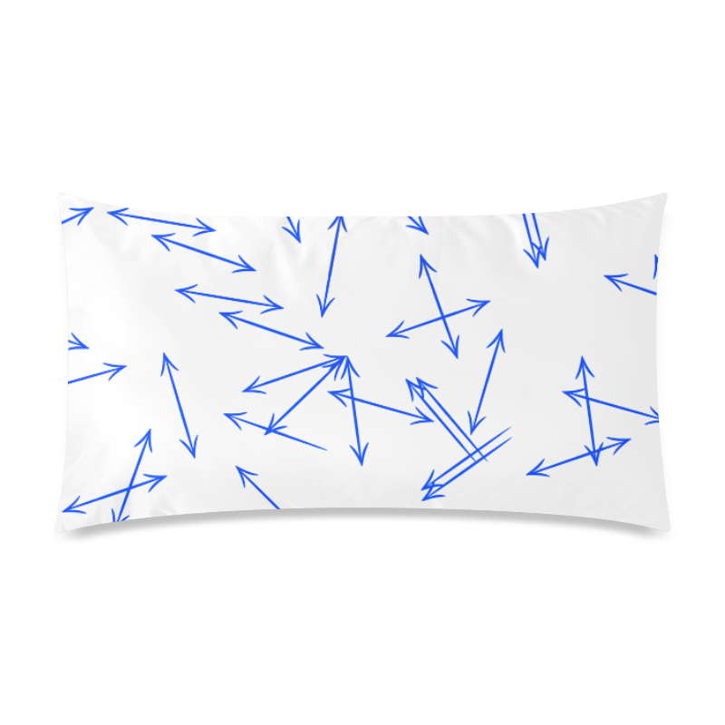 Arrows Every Direction Blue on White Rectangle Pillow Case 20"x36"(Twin Sides)